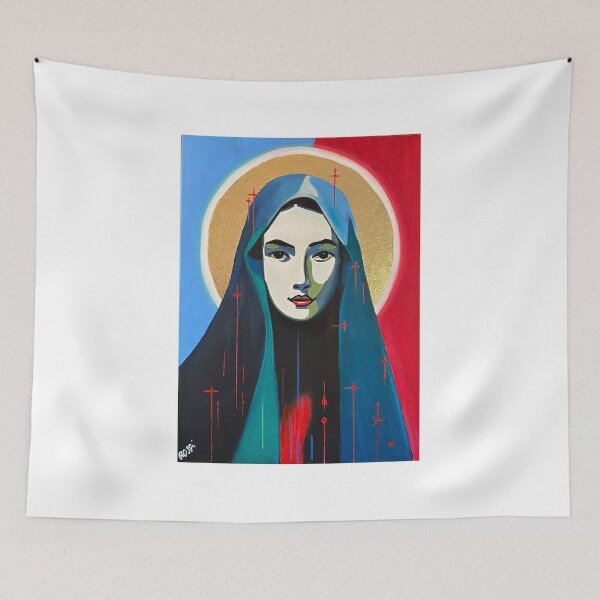 Item preview, Mary Magdalene. Artist: ROSSI, acrylic, oil pastel, gold leaf, Virgin Mary, Madonna designed and sold by ROSSI Roger Wagner.