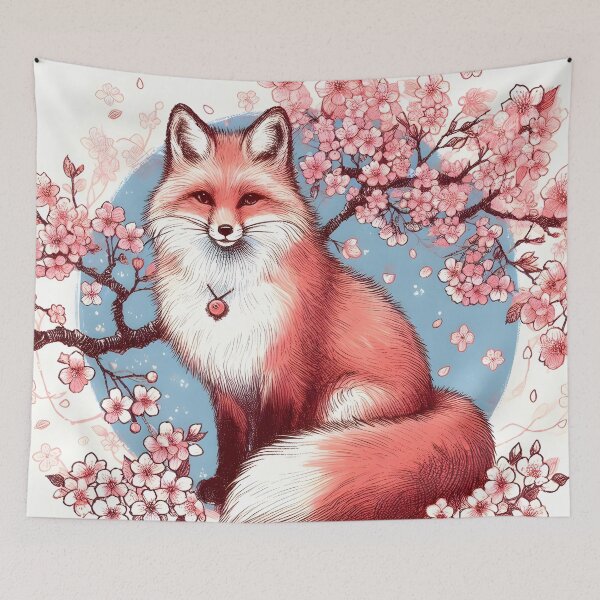 Item preview, Fox in Sakura Blossom Harmony designed and sold by inkNext.