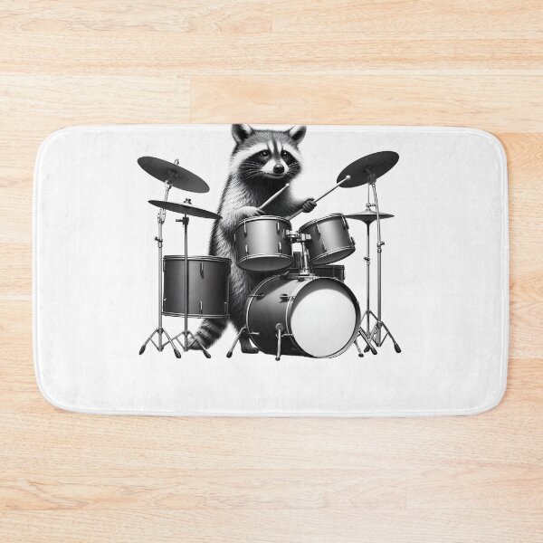 Item preview, Raccoon Playing Drums Drumkit Player Drummer designed and sold by Kimberley King Art  King Art.
