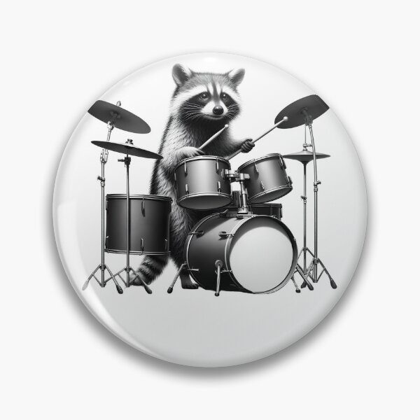 Item preview, Raccoon Playing Drums Drumkit Player Drummer designed and sold by Kimberley King Art  King Art.