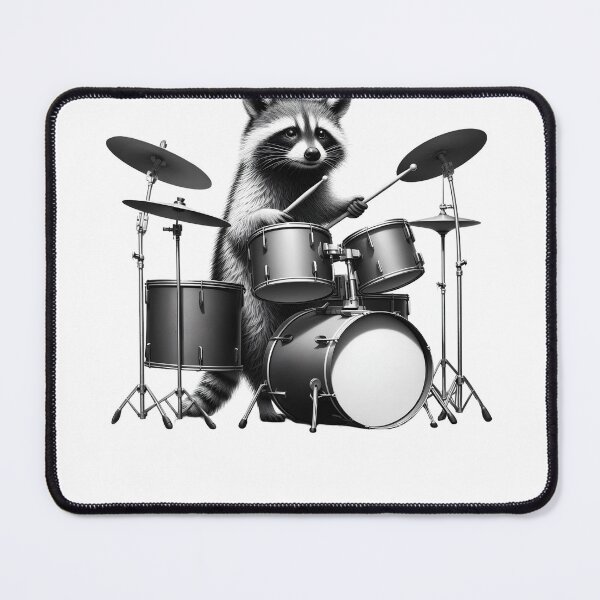 Item preview, Raccoon Playing Drums Drumkit Player Drummer designed and sold by Kimberley King Art King Art.