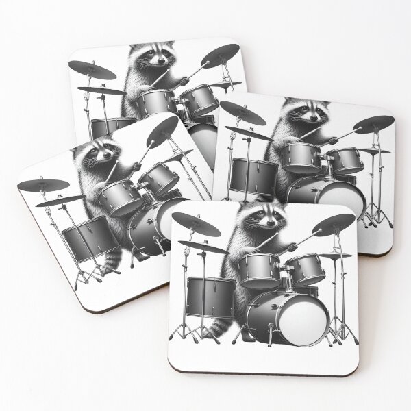Item preview, Raccoon Playing Drums Drumkit Player Drummer designed and sold by Kimberley King Art  King Art.