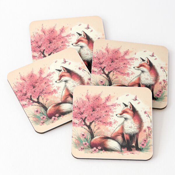 Item preview, Vivid Fox in Cherry Blossom Dream designed and sold by inkNext.