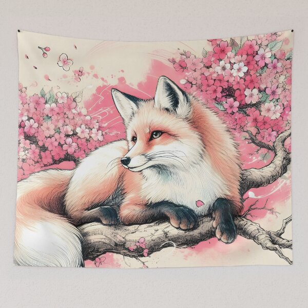 Item preview, Fox in Sakura Blossom Harmony designed and sold by inkNext.