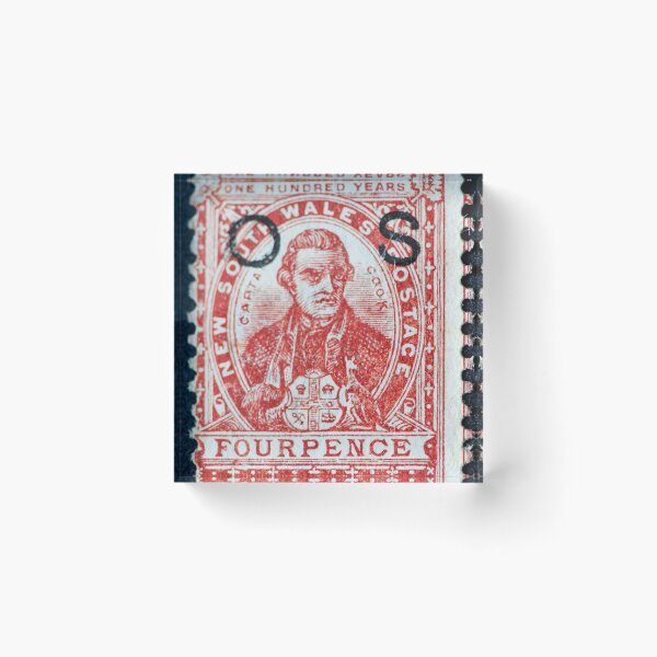 Item preview, 1888 fourpence New South Wales postage stamp with Captain Cook designed and sold by Photopat.
