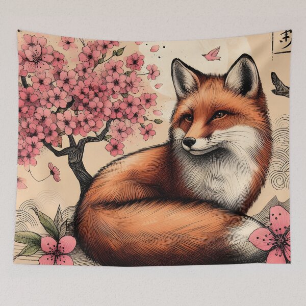 Item preview, Fox in Vibrant Sakura Haven designed and sold by inkNext.