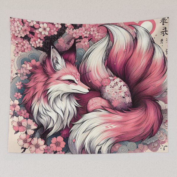 Item preview, Nine-Tailed Fox in Sakura Enchantment designed and sold by inkNext.