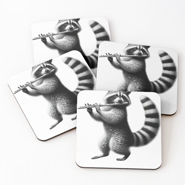 Item preview, Raccoon Playing Flute Flutist Flute Player designed and sold by Kimberley King Art  King Art.