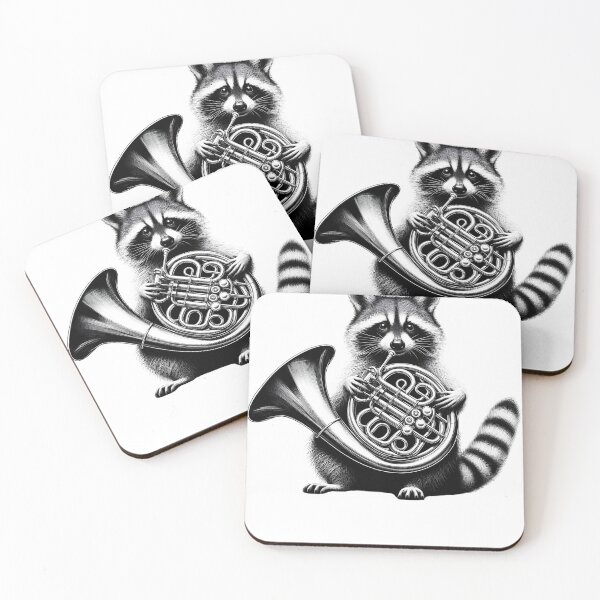 Item preview, Raccoon Playing French Horn French Hornist designed and sold by Kimberley King Art  King Art.