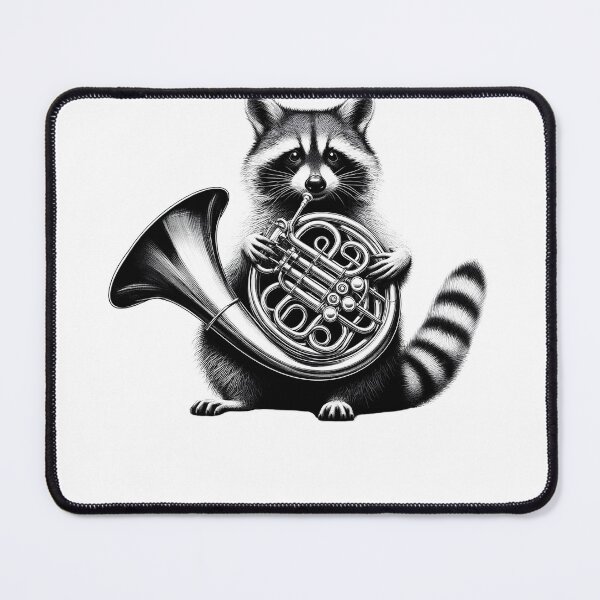 Item preview, Raccoon Playing French Horn French Hornist designed and sold by Kimberley King Art King Art.