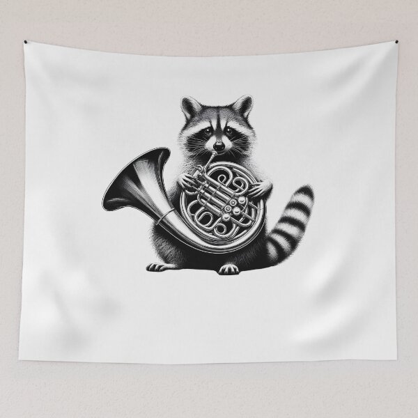 Item preview, Raccoon Playing French Horn French Hornist designed and sold by Kimberley King Art  King Art.