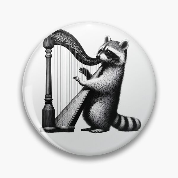 Item preview, Raccoon Playing Harp Harpist Harp Player designed and sold by Kimberley King Art  King Art.