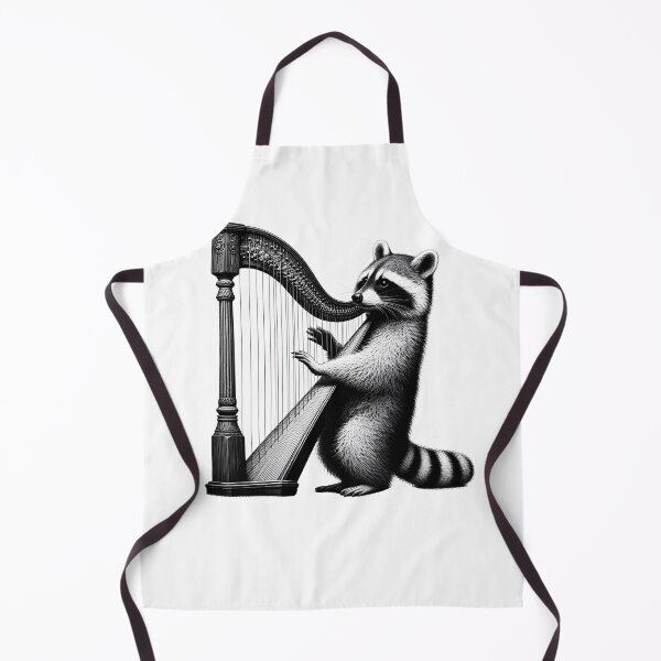 Item preview, Raccoon Playing Harp Harpist Harp Player designed and sold by Kimberley King Art King Art.