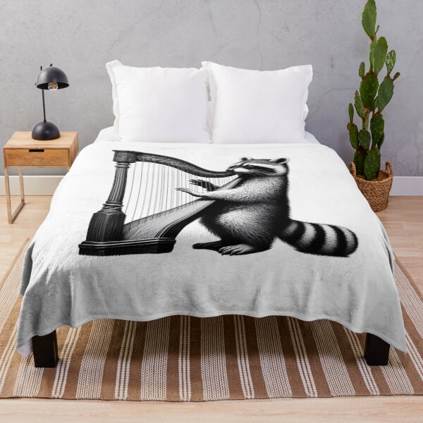 Item preview, Raccoon Playing Harp Harpist Harp Player designed and sold by Kimberley King Art  King Art.