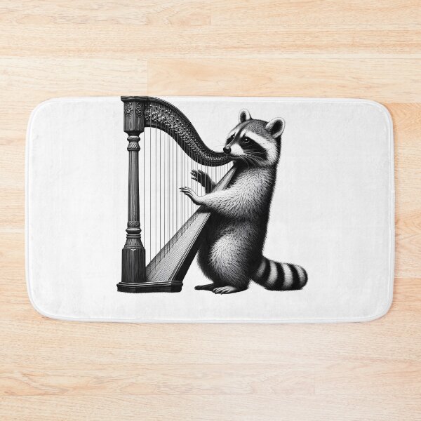 Item preview, Raccoon Playing Harp Harpist Harp Player designed and sold by Kimberley King Art  King Art.