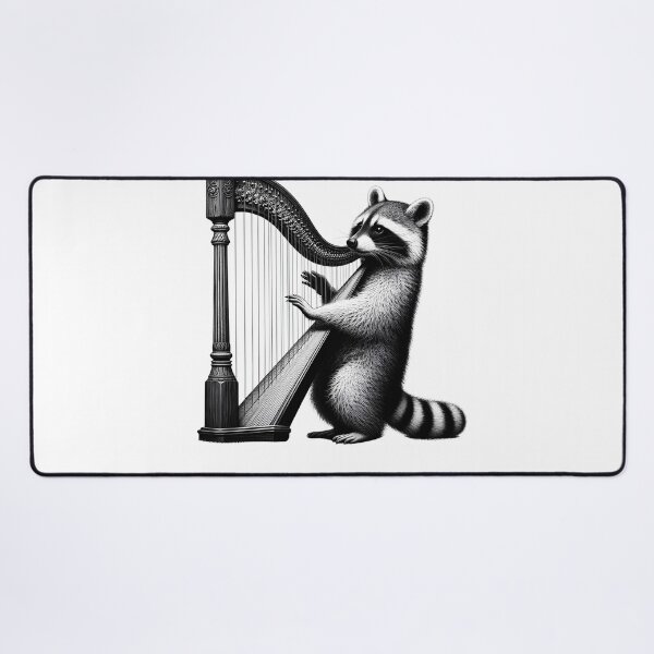 Item preview, Raccoon Playing Harp Harpist Harp Player designed and sold by Kimberley King Art King Art.