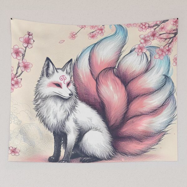 Item preview, Mystical Nine-Tailed Fox in Sakura designed and sold by inkNext.