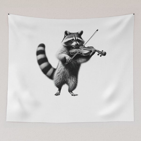 Item preview, Raccoon Playing Violin Violist Violin Player designed and sold by Kimberley King Art  King Art.