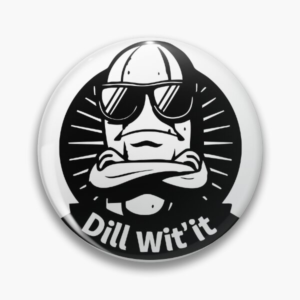 Item preview, B&W Cool Pickle "Dill Wit’ It" Funny Food Pun Illustration designed and sold by CrownedCanvas.