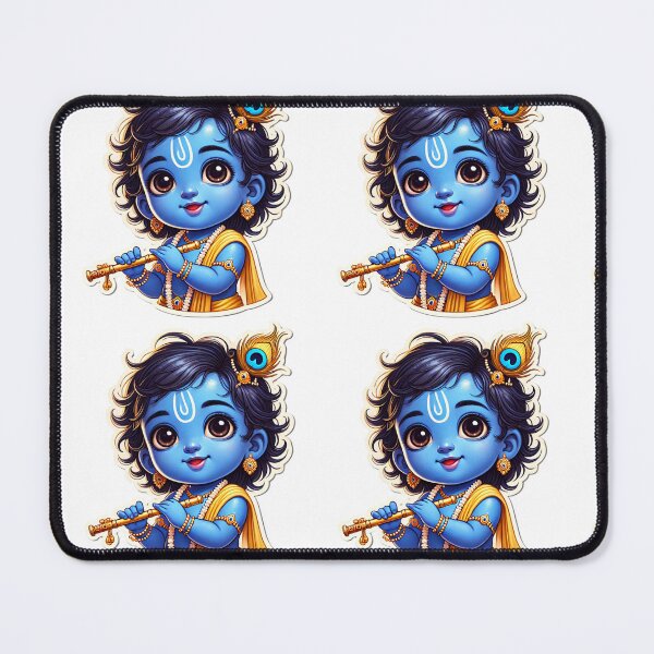 Item preview, Cute Baby Krishna Playing Flute Sticker | Adorable Hindu Spiritual Art | Devotional Print designed and sold by Sarasvati’s Divine Art.