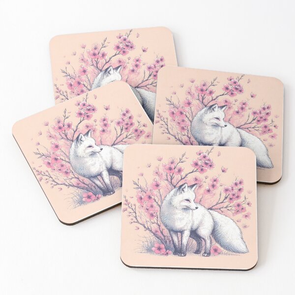 Item preview, White Fox in Sakura Splendor designed and sold by inkNext.