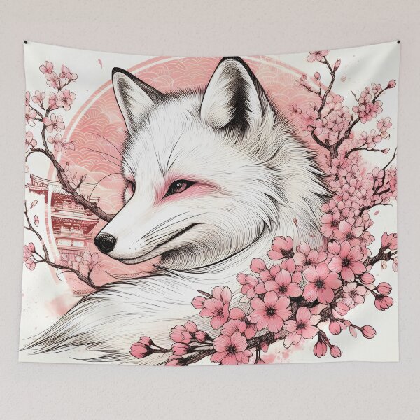 Item preview, White Fox in Sakura Paradise designed and sold by inkNext.