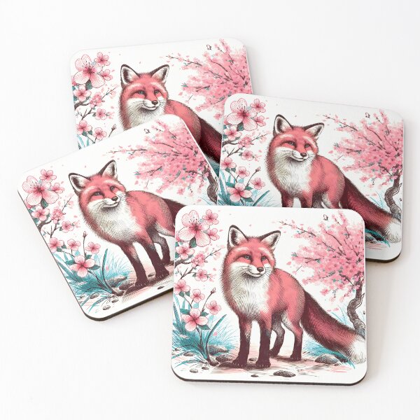 Item preview, Fox in Vibrant Sakura Garden designed and sold by inkNext.