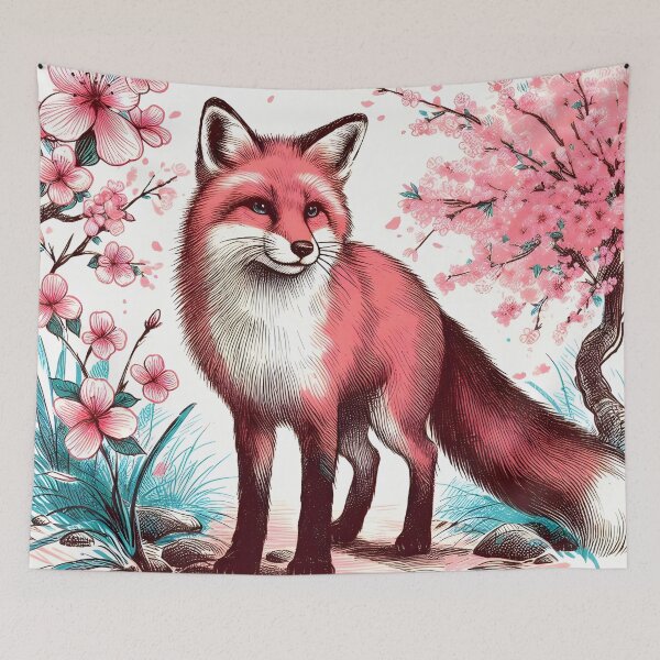 Item preview, Fox in Vibrant Sakura Garden designed and sold by inkNext.