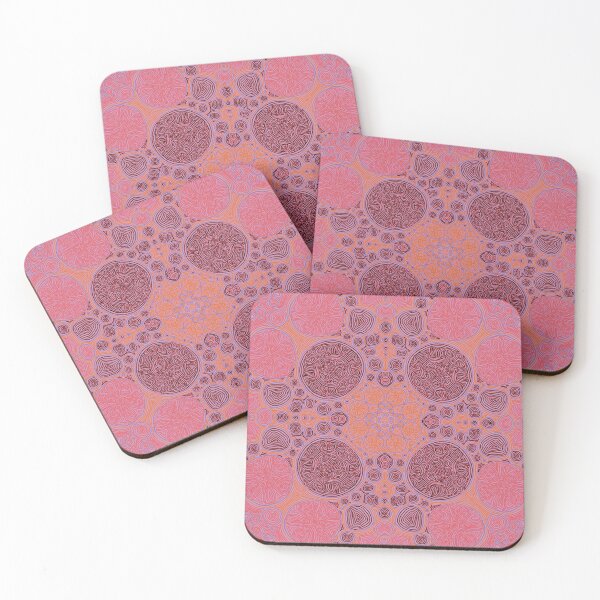 Item preview, Pink and red bubble floral circle abstract pattern  designed and sold by n1ckeatsyarn.