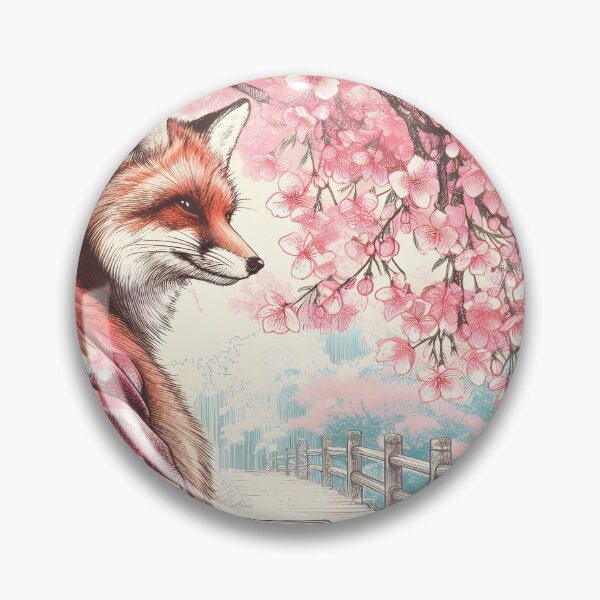 Item preview, Colorful Fox Amid Sakura Blooms designed and sold by inkNext.