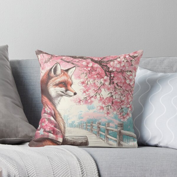 Item preview, Colorful Fox Amid Sakura Blooms designed and sold by inkNext.