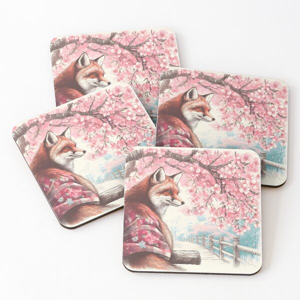 Item preview, Colorful Fox Amid Sakura Blooms designed and sold by inkNext.