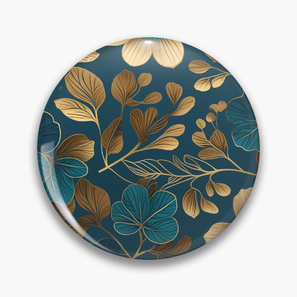 Item preview, Elegant Monochromatic Teal and Gold Floral Pattern in a Flawless Repeat designed and sold by Juliette Ozkalfayan.