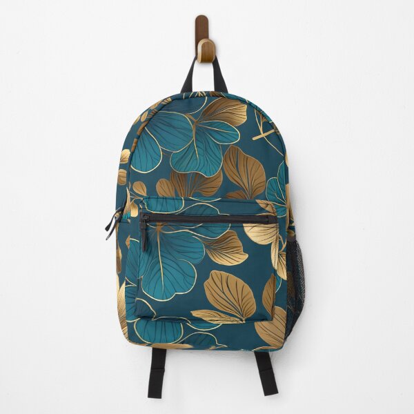 Item preview, Elegant Monochromatic Teal and Gold Floral Pattern in a Flawless Repeat designed and sold by Juliette Ozkalfayan.