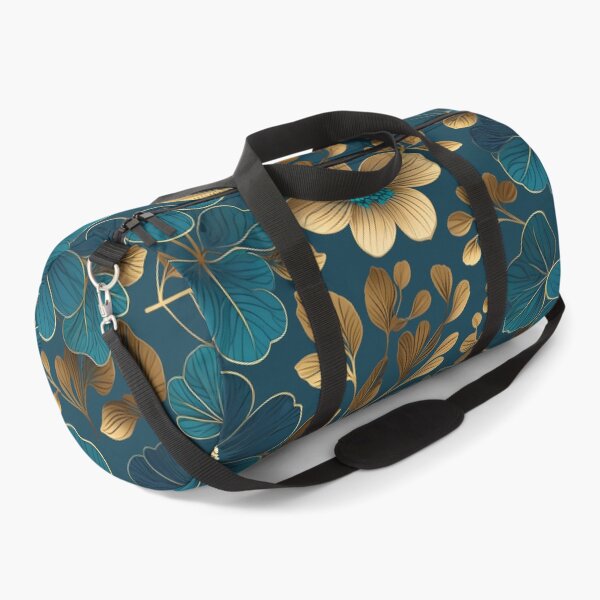 Item preview, Elegant Monochromatic Teal and Gold Floral Pattern in a Flawless Repeat designed and sold by Juliette Ozkalfayan.