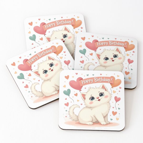 Item preview, Happy birthday, cute persian kitten with hearts designed and sold by nicnacc.