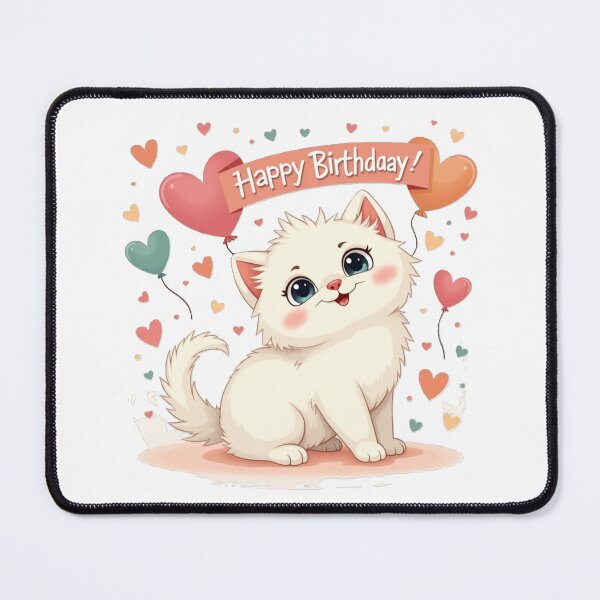 Item preview, Happy birthday, cute persian kitten with hearts designed and sold by nicnacc.
