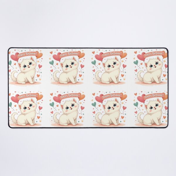 Item preview, Happy birthday, cute persian kitten with hearts designed and sold by nicnacc.