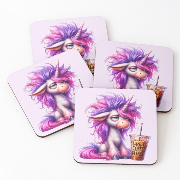 Item preview, grumpy fed up unicorn with coffee designed and sold by LoneAngel.