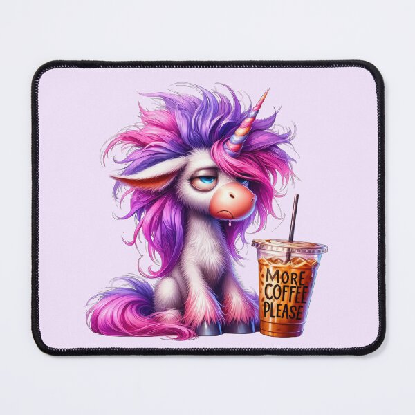 Item preview, grumpy fed up unicorn with coffee designed and sold by LoneAngel.