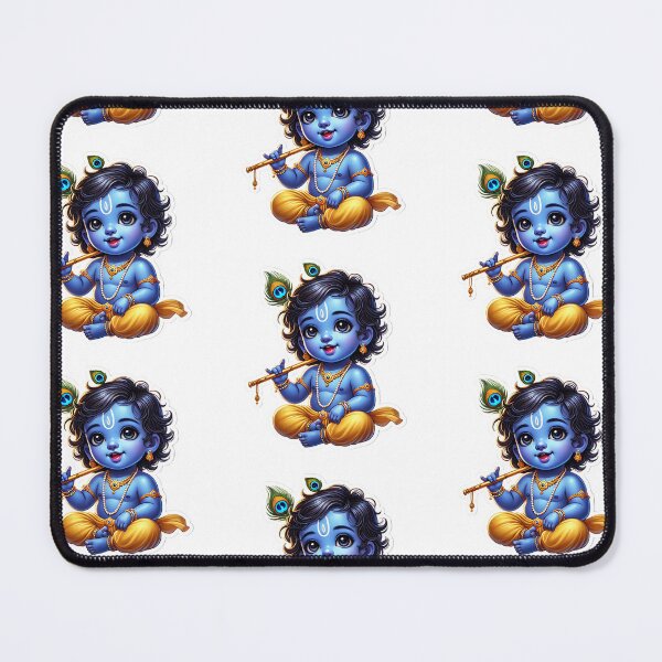 Item preview, Adorable Baby Krishna Playing Flute | Cute Hindu Art | Spiritual Devotional Print designed and sold by Sarasvati’s Divine Art.