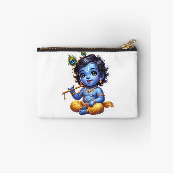 Item preview, Adorable Baby Krishna Playing Flute | Cute Hindu Art | Spiritual Devotional Print designed and sold by Sarasvati’s Divine Art.