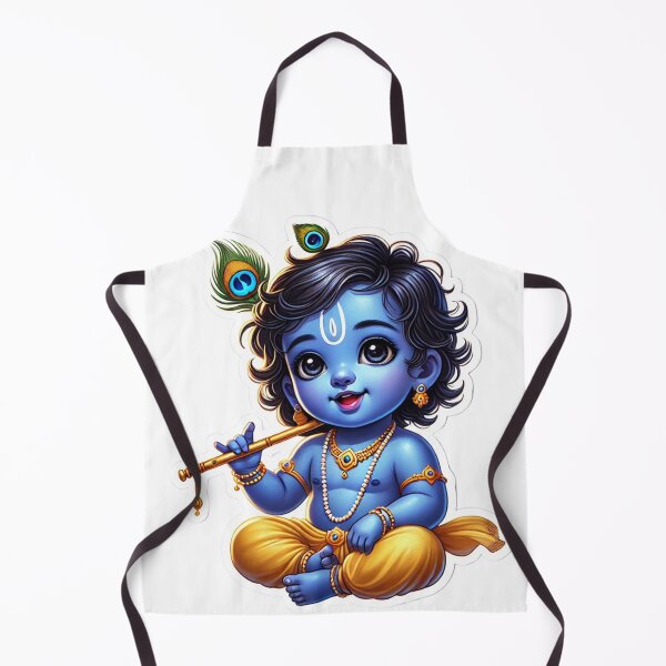 Item preview, Adorable Baby Krishna Playing Flute | Cute Hindu Art | Spiritual Devotional Print designed and sold by Sarasvati’s Divine Art.