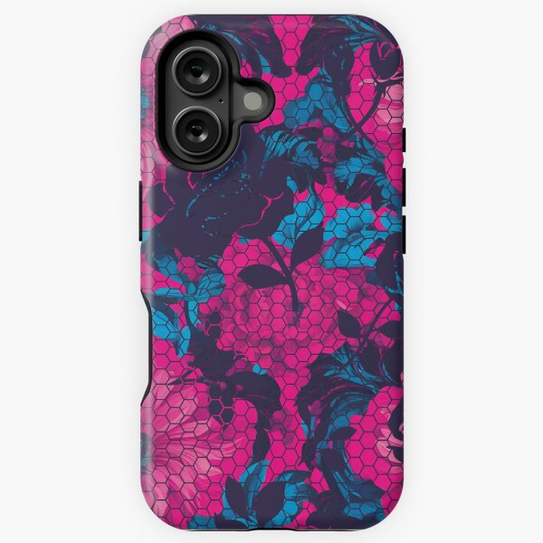 Item preview, Laine - Hot Neon Magenta Blue Flowers by Linavi designed and sold by Linavi.