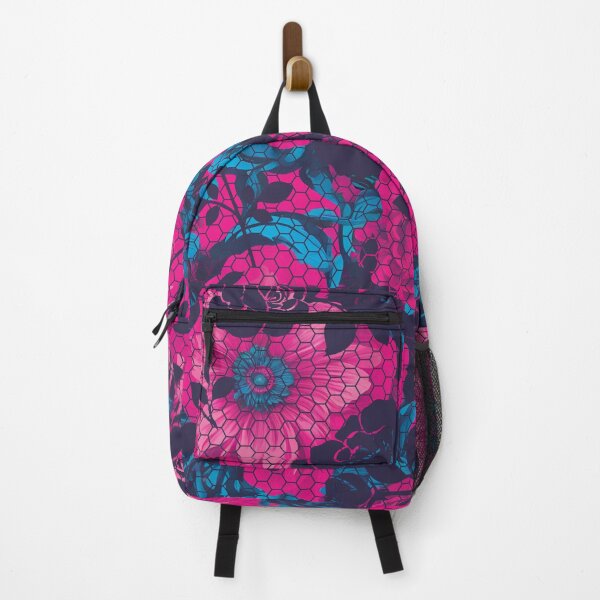 Item preview, Laine - Hot Neon Magenta Blue Flowers by Linavi designed and sold by Linavi.