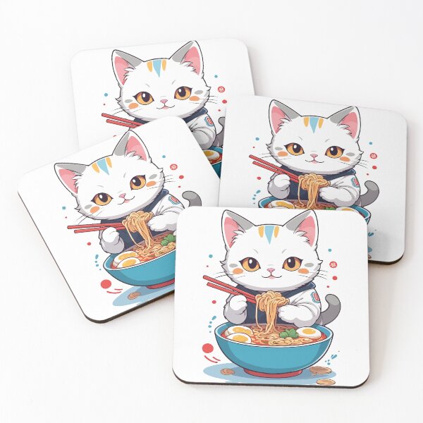 Item preview, Cute Cat Eating Noodles designed and sold by mermaids001.