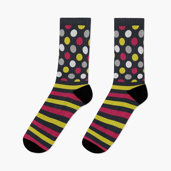 Item preview, Stipes And Polka Dots (black, pink, yellow, white, grey) designed and sold by Isma Saleem.