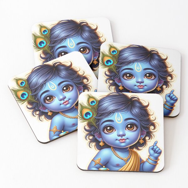Artikelvorschau, Baby-Krishna-Aufkleber | Makhan Chor – Der Butterdieb | Niedliche hinduistische Kunst entworfen und verkauft von Sarasvati’s Divine Art.