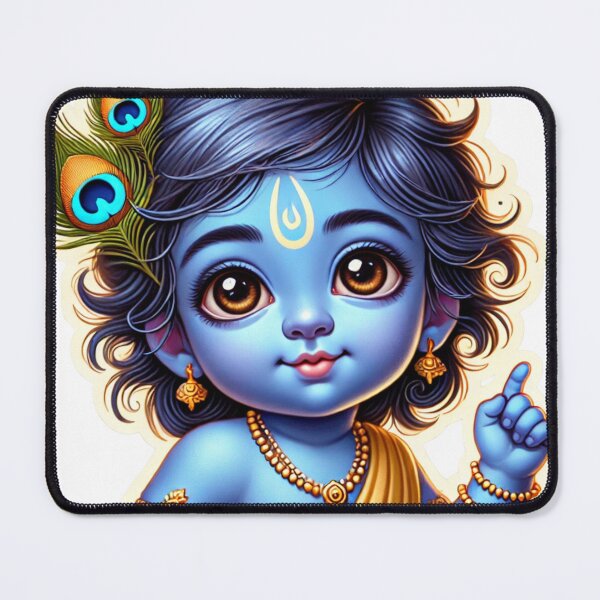 Artikelvorschau, Baby-Krishna-Aufkleber | Makhan Chor – Der Butterdieb | Niedliche hinduistische Kunst entworfen und verkauft von Sarasvati’s Divine Art.