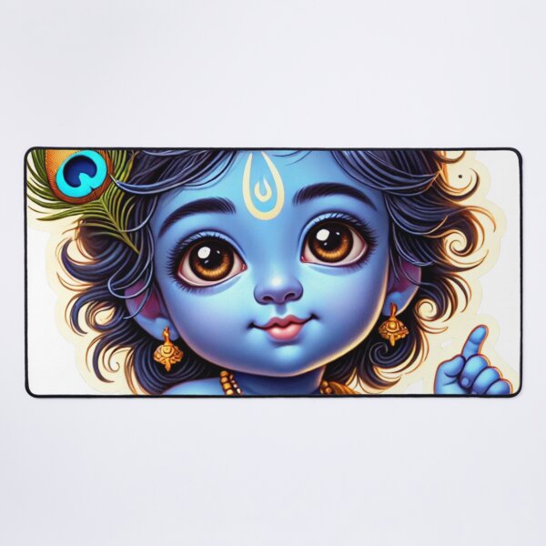 Artikelvorschau, Baby-Krishna-Aufkleber | Makhan Chor – Der Butterdieb | Niedliche hinduistische Kunst entworfen und verkauft von Sarasvati’s Divine Art.